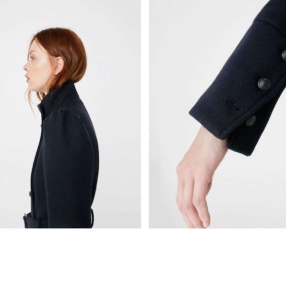 NWOT Mango Wool Puffed Shoulder Structured Coat - Picture 6 of 10